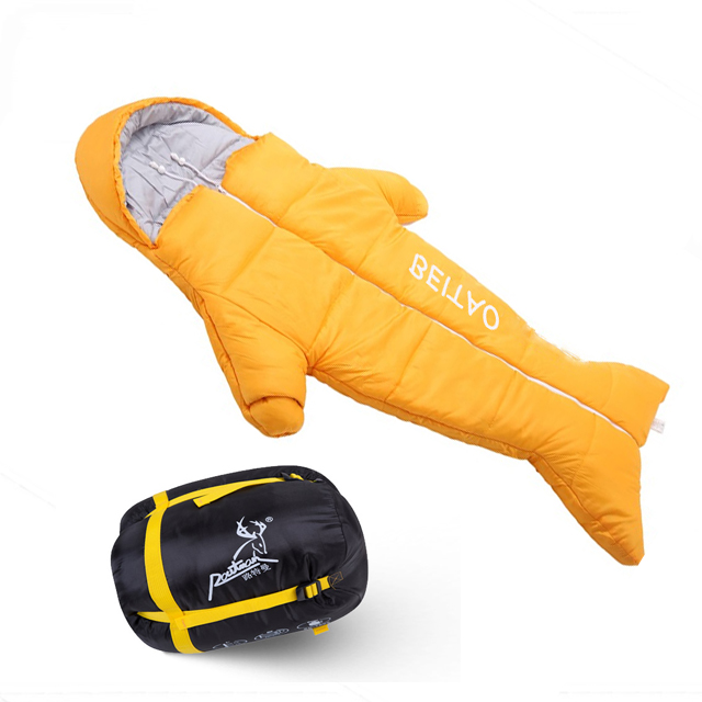 Cute Animal Shaped Kids Sleeping Bag Warm Duck Down Filled Children Outdoor Camping Mermaid Shark Sleeping Bag for Kids